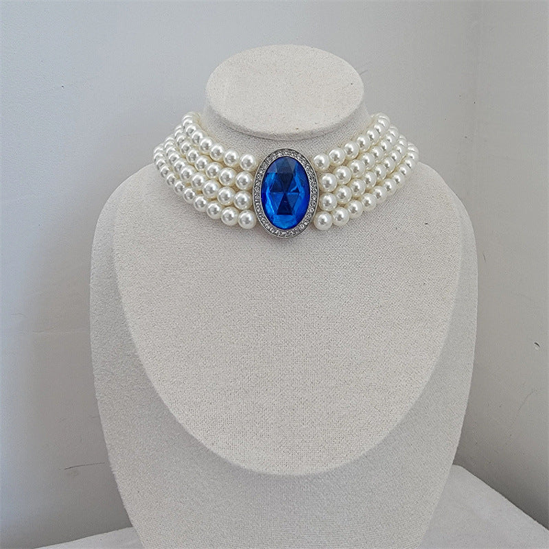 French Elegant Retro Multi Row Pearl Choker Necklace