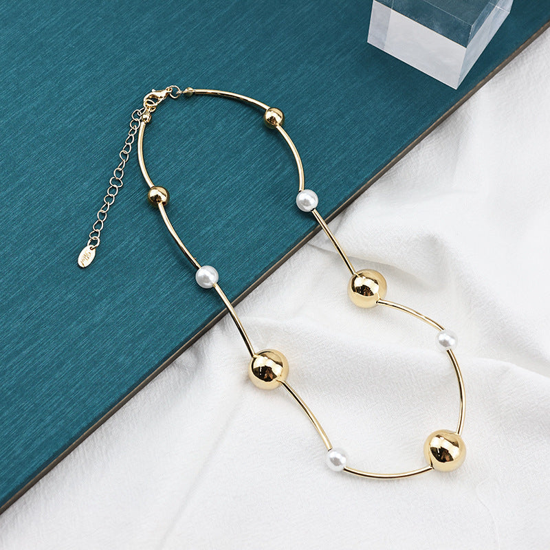 Simple Colorblock Ball Chain Necklace