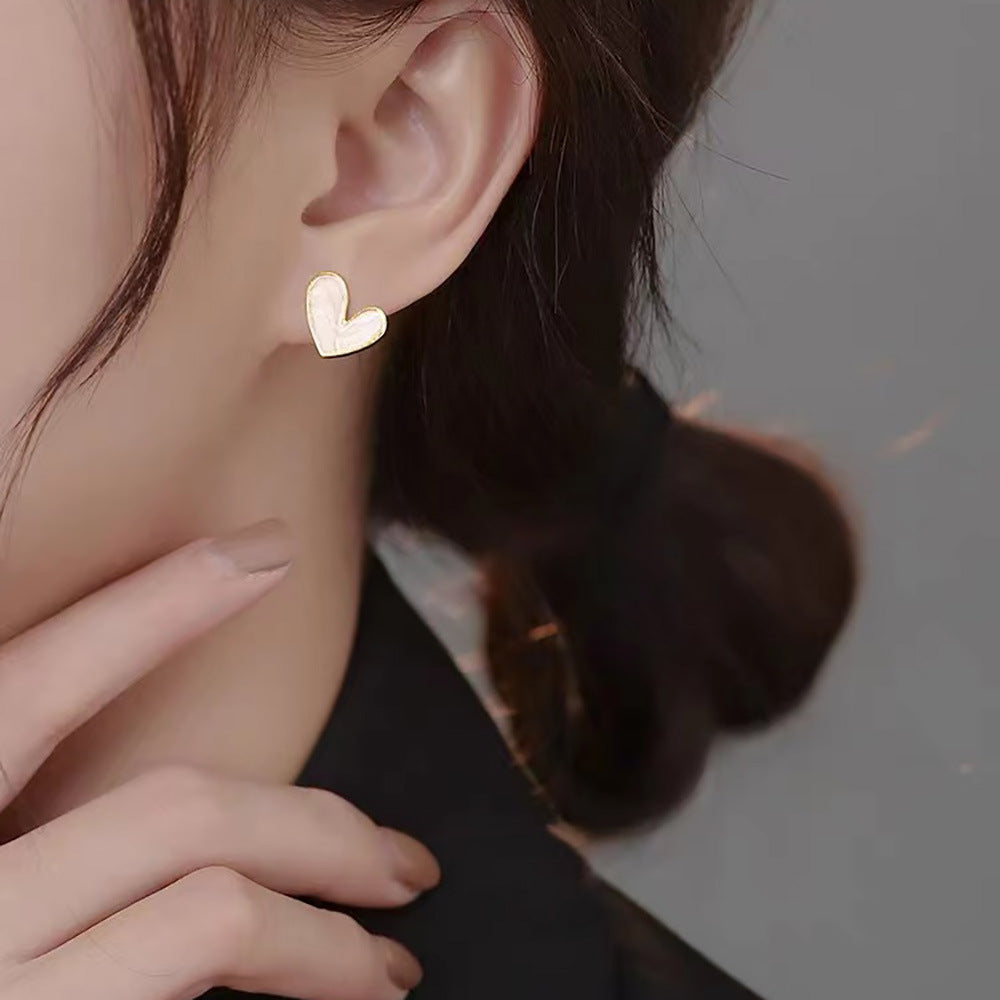 Black White LOVE Heart Stud Earrings for Women