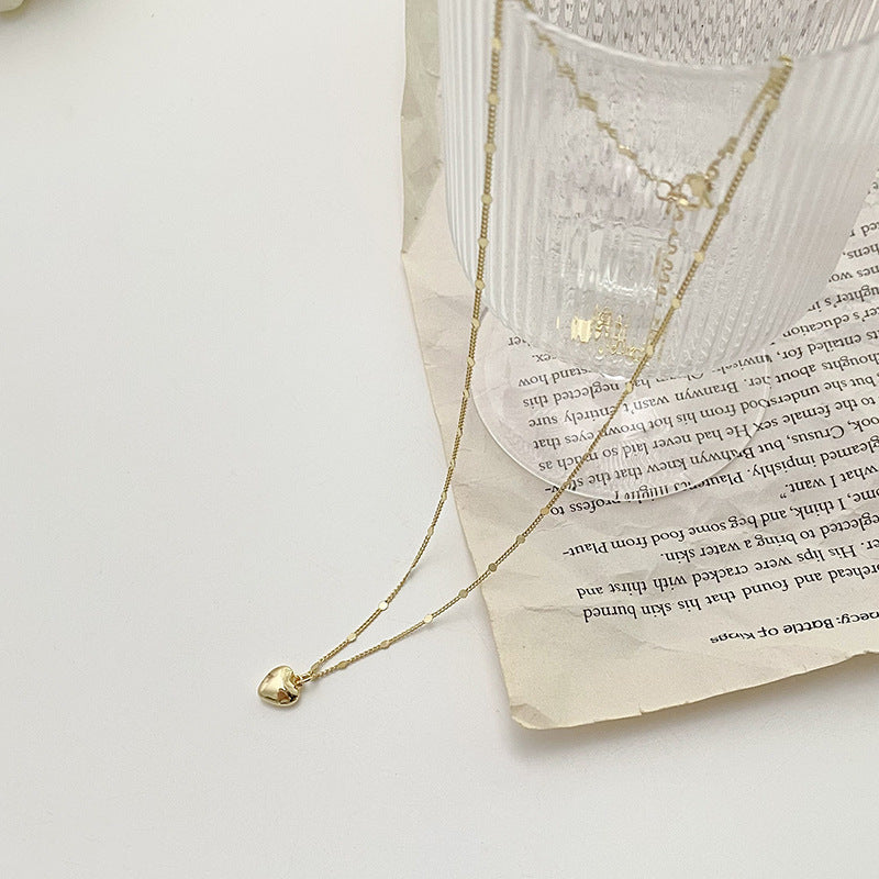Vintage Heart Necklace Sweet Short Simple