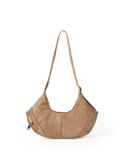 Large capacity suede shoulder bag, slouch bag, vintage casual bag hobo