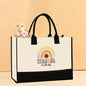 Canvas tote bag, large capacity printed tote bag women's, fashionable waterproof portable shopping bag