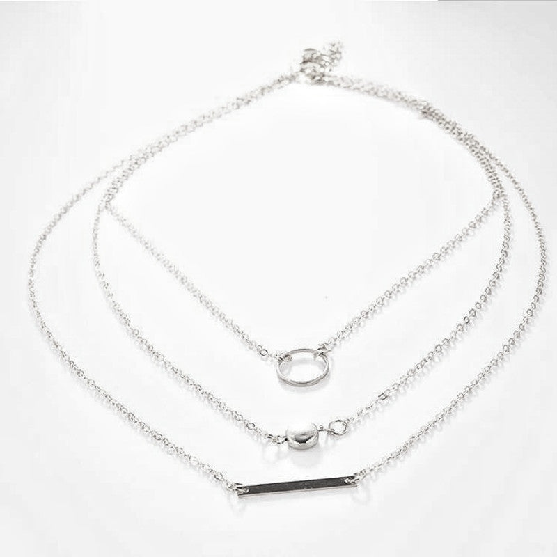 Multilayer Circles Geometric Round Chokers Necklaces