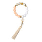 PU Tassel Keychain Women's Bag charm Silicone Beaded Keychain Wristlet Key Ring Bracelet Cute Car Key Chain Holder for Women Girls