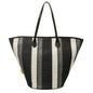 Trendy Canvas Shoulder Tote – Fashion Stripe Large Handbag, Casual Weekender Shopper