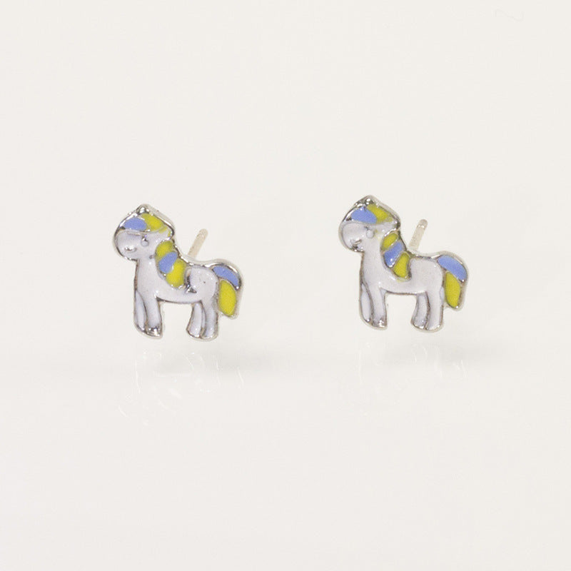 Colorful Unicorn Enamel Stud Earrings