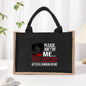 Cotton and linen canvas tote bag, printed letter tote bag, portable light handbag, gift shopping bag