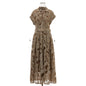 Summer Lace Embroidered Blazer Dress – Notched Collar Button-Front Tie-Waist Maxi, Elegant Long Gown