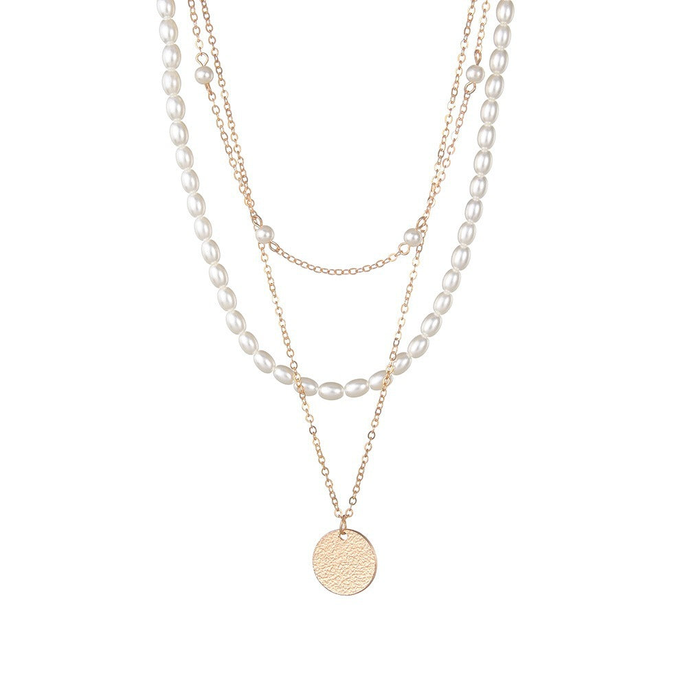 Multi-layer Layered Pearl Necklace Women Pendant