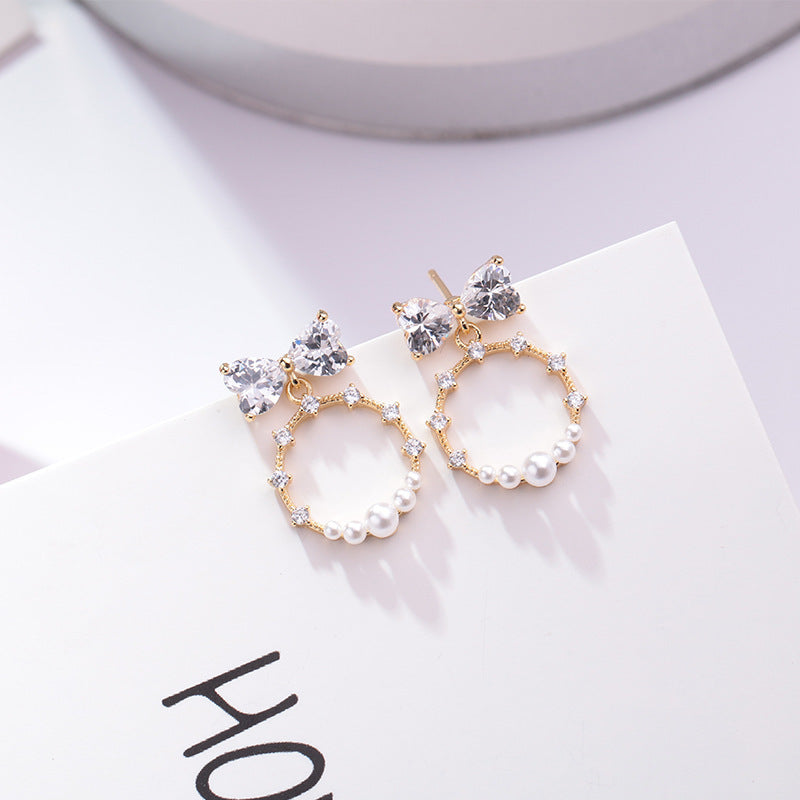 Elegant Vintage Rhinestone Bow Drop Earrings