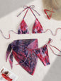 Apron Three Piece Bikini Vintage Print Tie Swimsuit Women's Swimwear