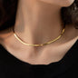 14K Gold Plated Herringbone Choker Necklace - Dainty Thin Snake Chain Layered Jewelry for Women