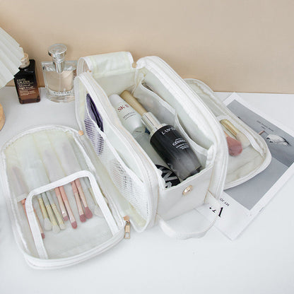 Makeup bag with compartments, Multifunctional cosmetic bag women's large capacity, portable storage bag, partition travel toilet bag, makeup bag organizer,