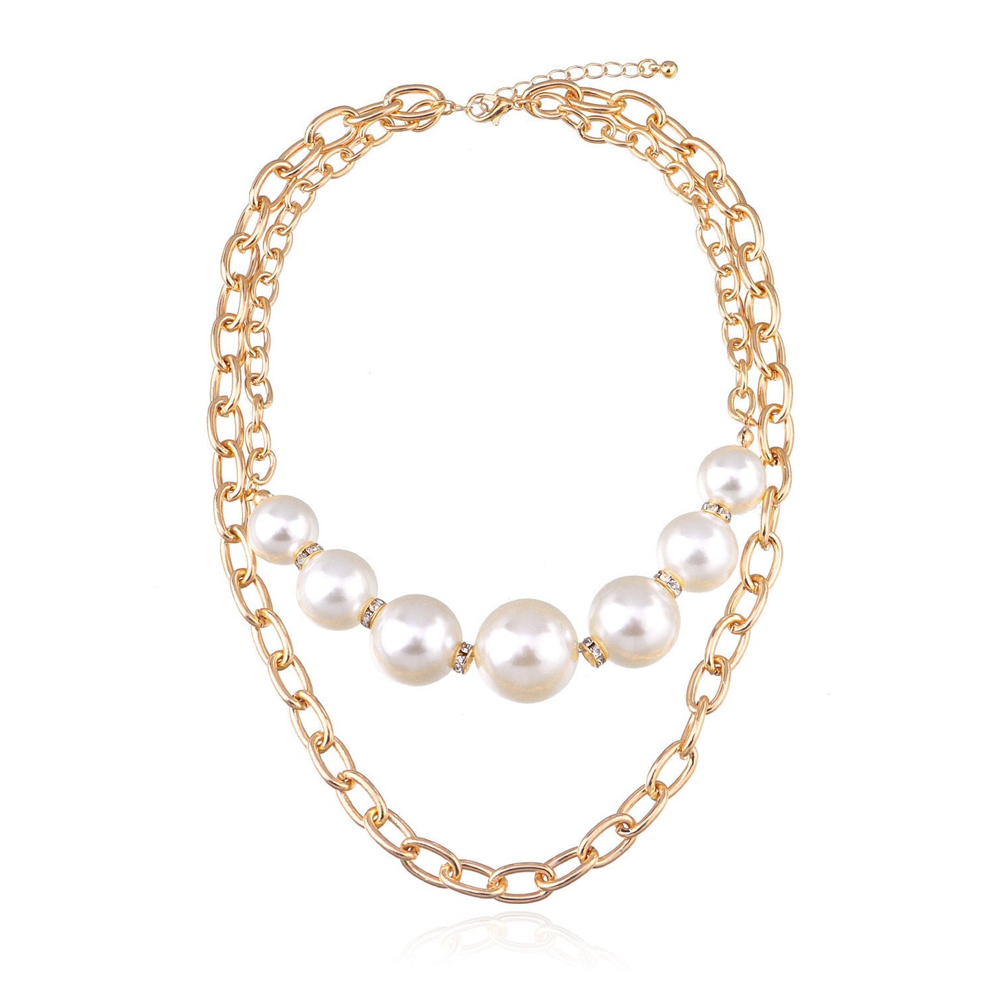 Punk Round Beads Double Layered Necklace