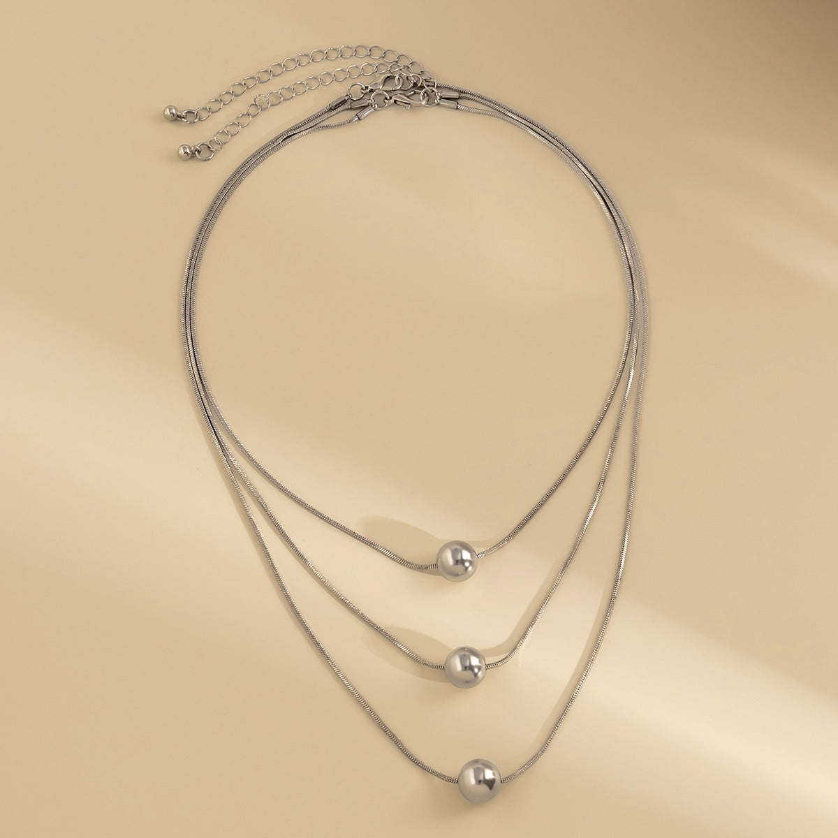 Custom Fashion Simple Jewelry Multi 3 Layers Beads Pendant Necklace