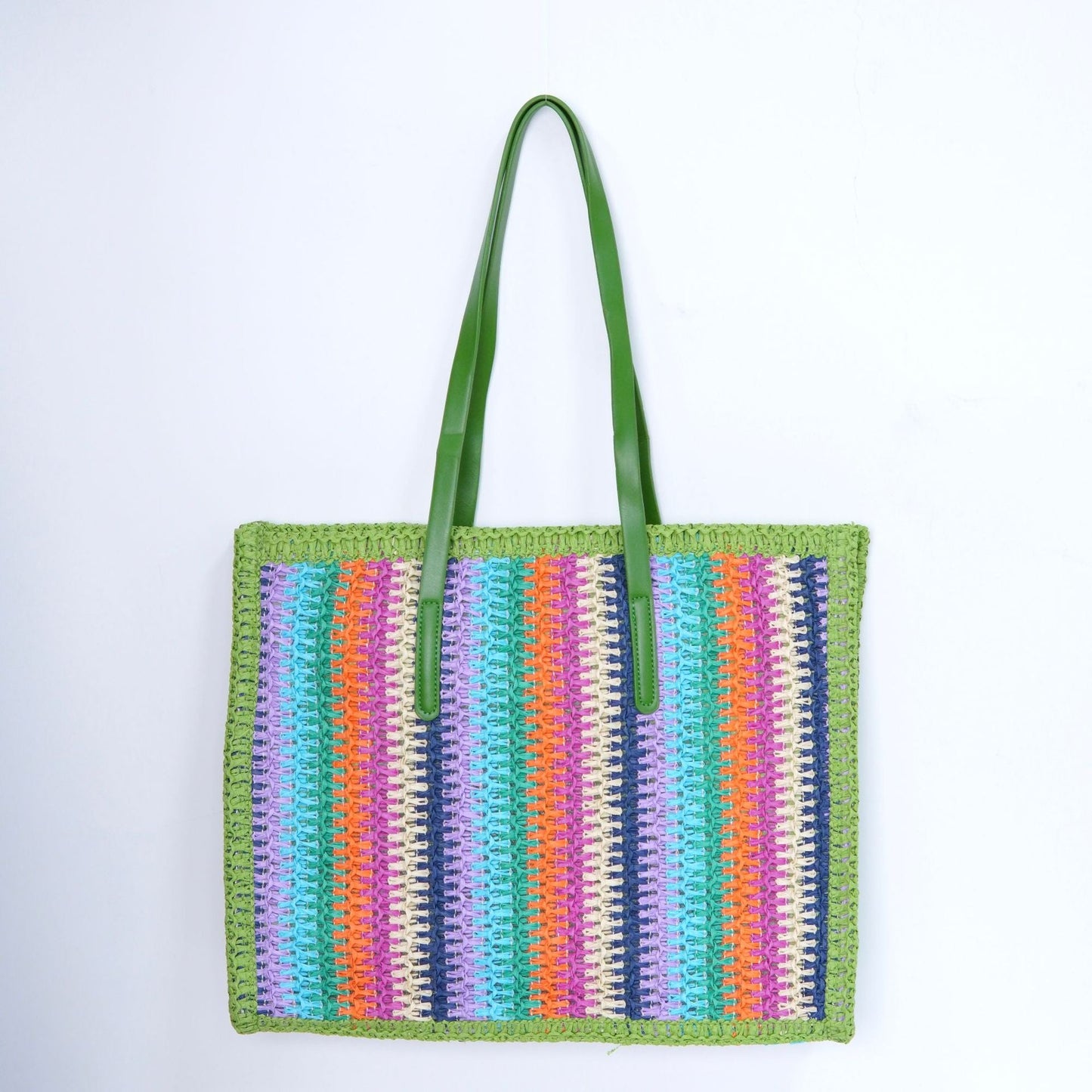 Colorful Large Capacity Woven Shoulder Bag - Beach Straw Tote, Lazy Casual Handheld Purse
