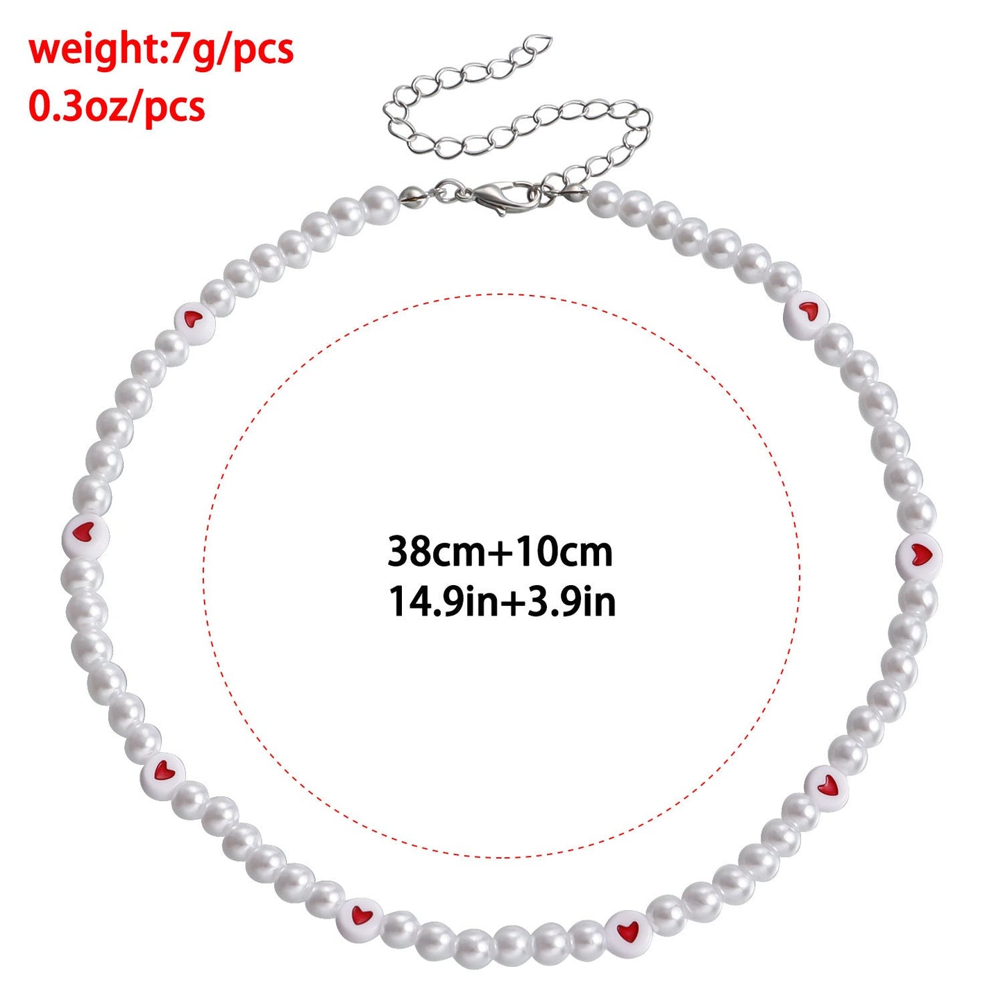 Love Imitation Pearl Necklace Beaded Clavicle Chain
