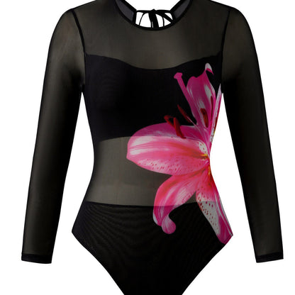 Women's Long Sleeve One Piece Swimsuit Sun Protection Quick Dry Bathing Suit