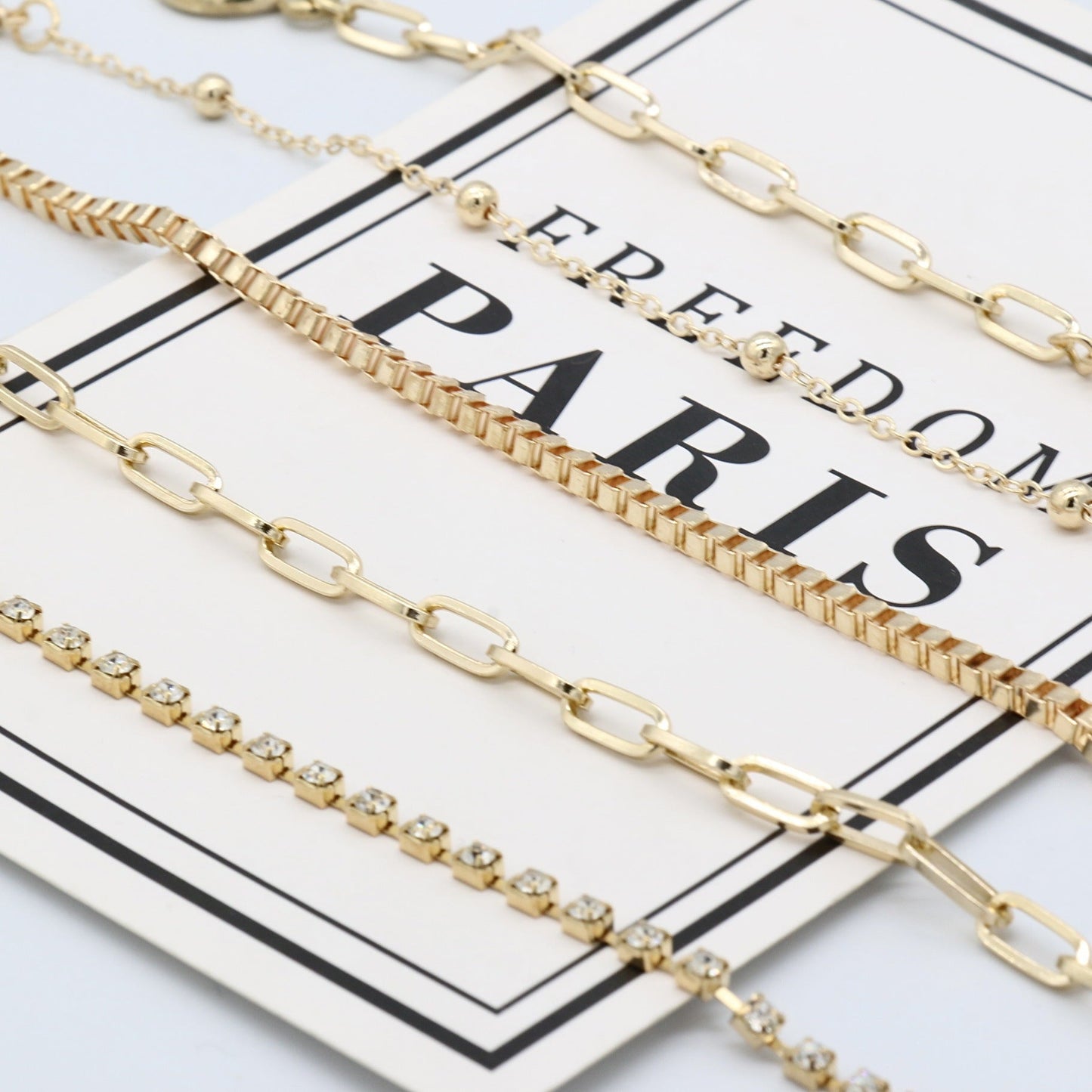 Rectangle Link Chain Bracelet Set