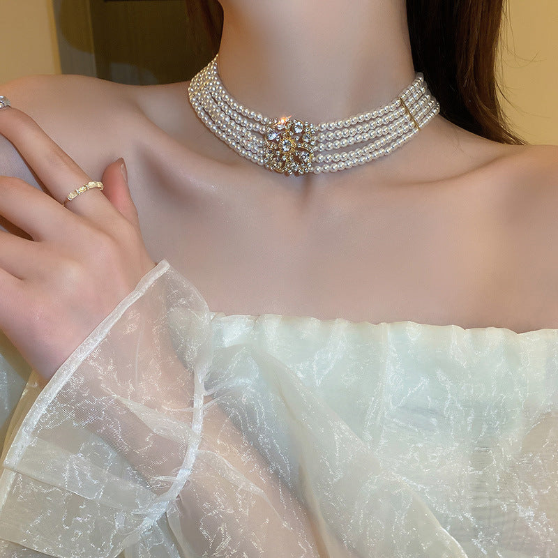 Multi Layer Pearl Beaded Necklaces Healing Crystal Jewelry Necklace