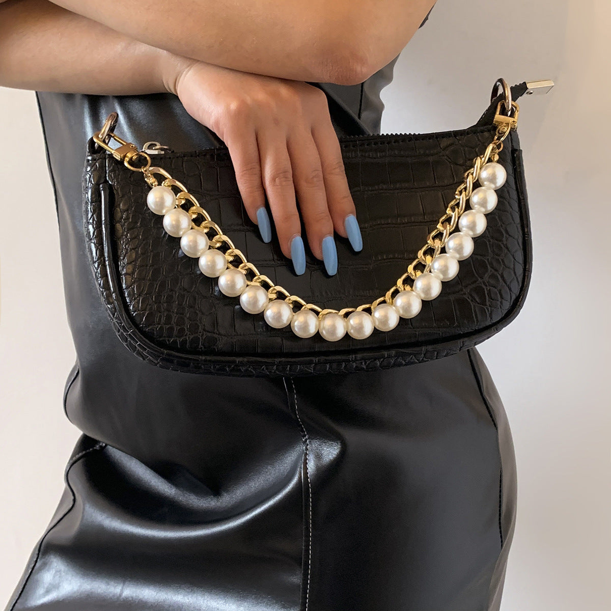 Pearl Purse Chain Short Handle Replacement Bag Strap