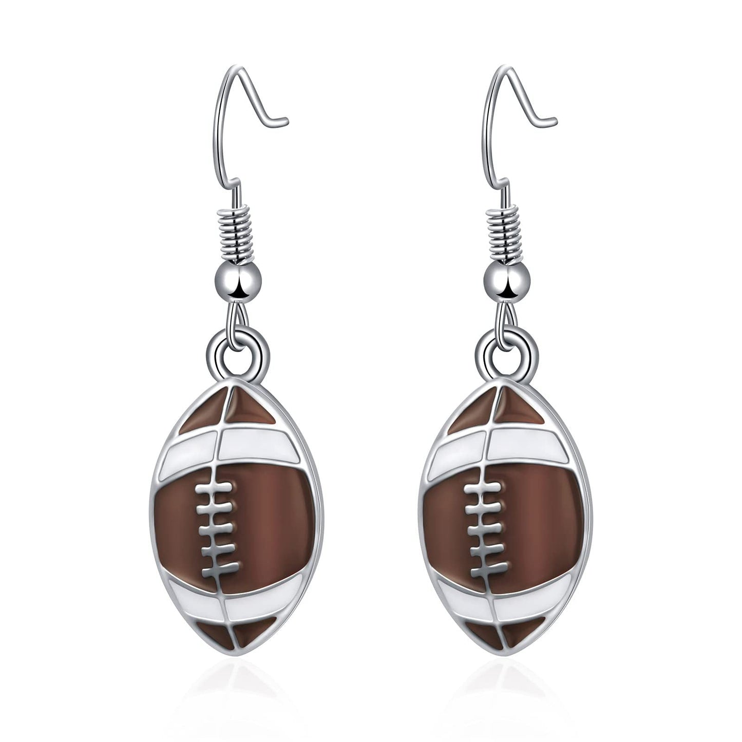 Rhinestone Football & Rugby Earrings for Women - Sparkling Sports Fan Dangle Drop Stud Earrings