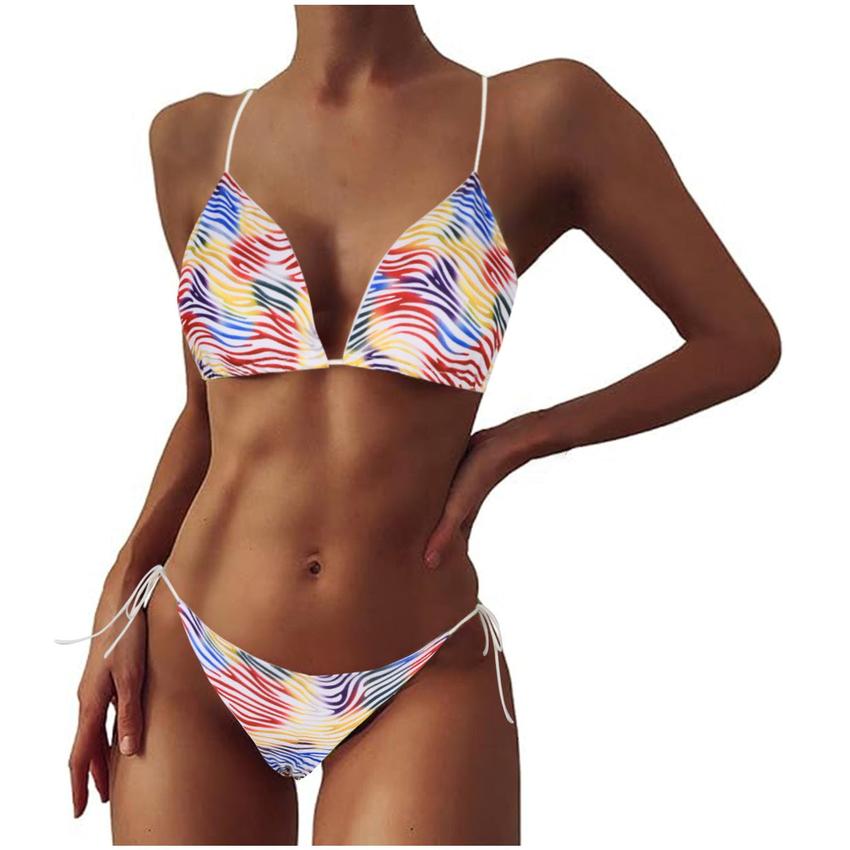 Neck strap-on bikini swimsuit sexy belt chest pad split swimsuit strap three-point swimsuit suit women