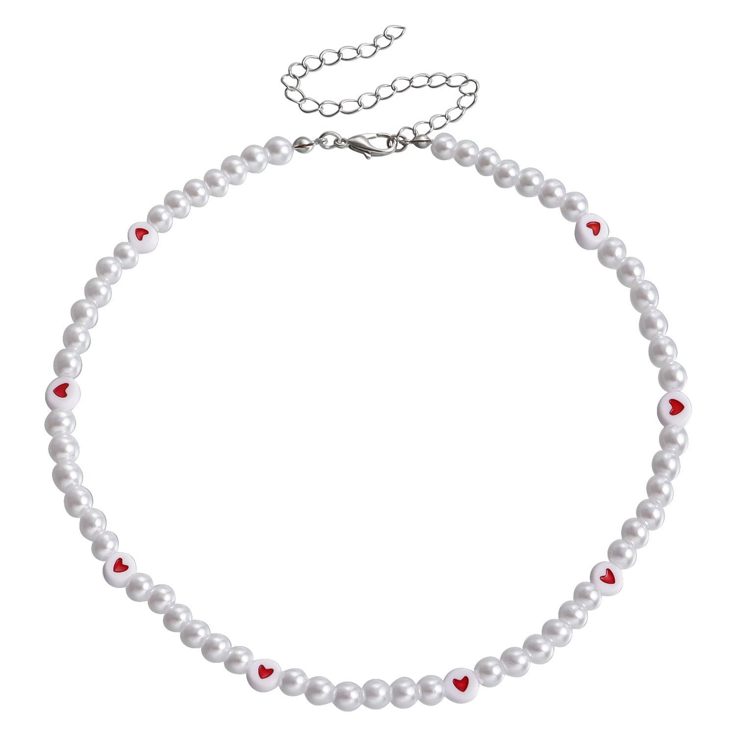 Love Imitation Pearl Necklace Beaded Clavicle Chain