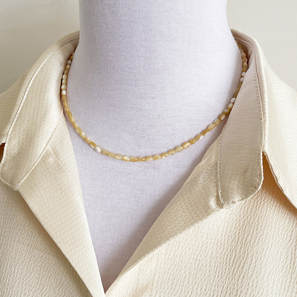 Handmade Oval Shell Bead Necklace