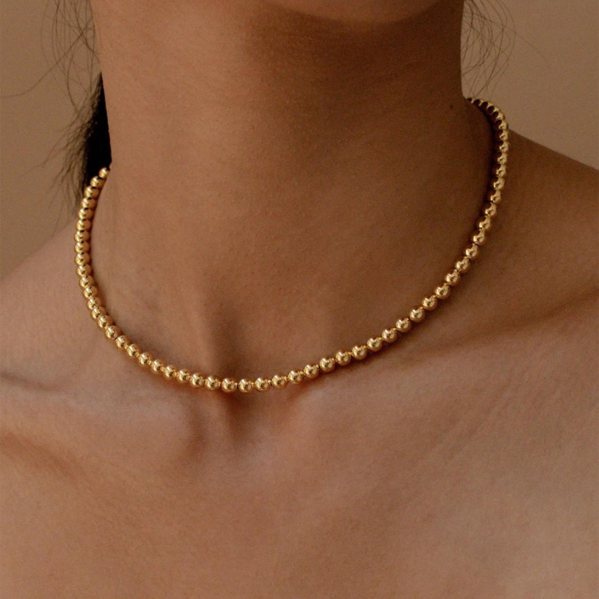 Chain Round Beads Beaded Necklace