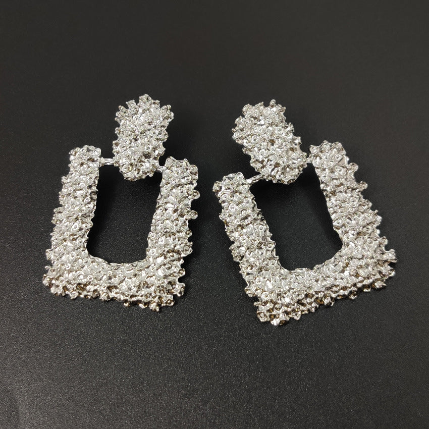 Hollow Large Square Stud Statement Earrings