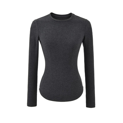 Hourglass Waist Long Sleeve T-Shirt beige