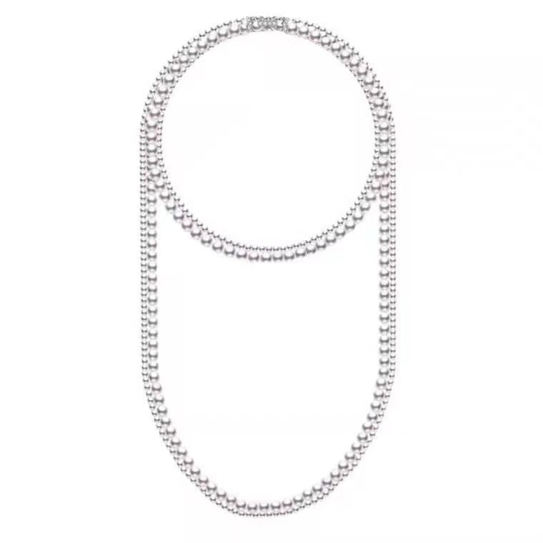 Double Layer Vintage Necklace Gown Accessories Jewelry French Retro Long Pearl Sweater Chain Necklace