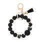 PU Tassel Keychain Women's Bag charm Silicone Beaded Keychain Wristlet Key Ring Bracelet Cute Car Key Chain Holder for Women Girls
