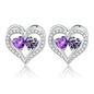 Sterling Silver Birthstone Heart Earrings new