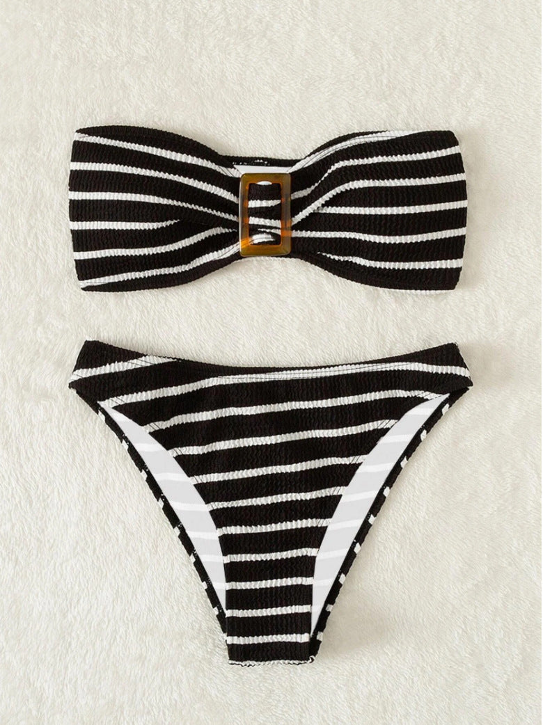 Swimsuit sexy striped tube top bikini swimsuit female bikini