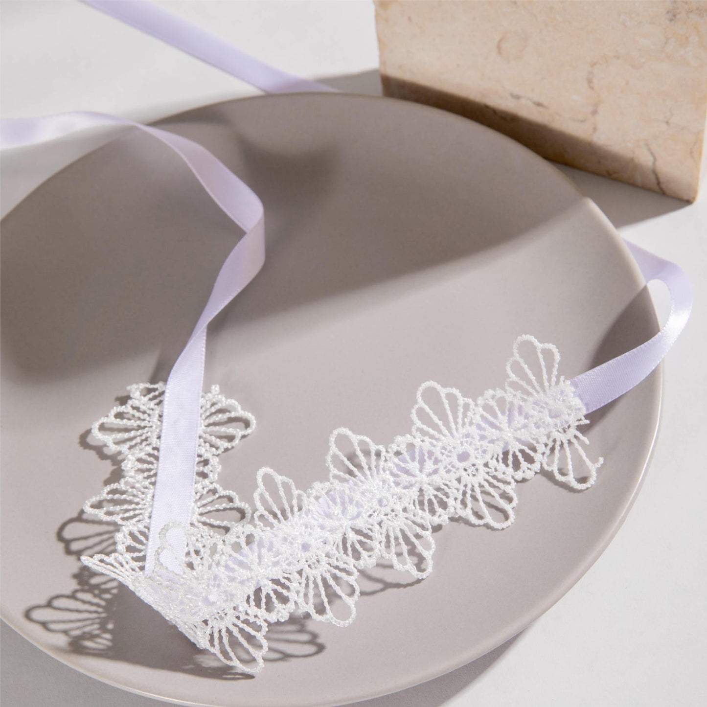 White Fabric Flower Lace Ankle Jewelry
