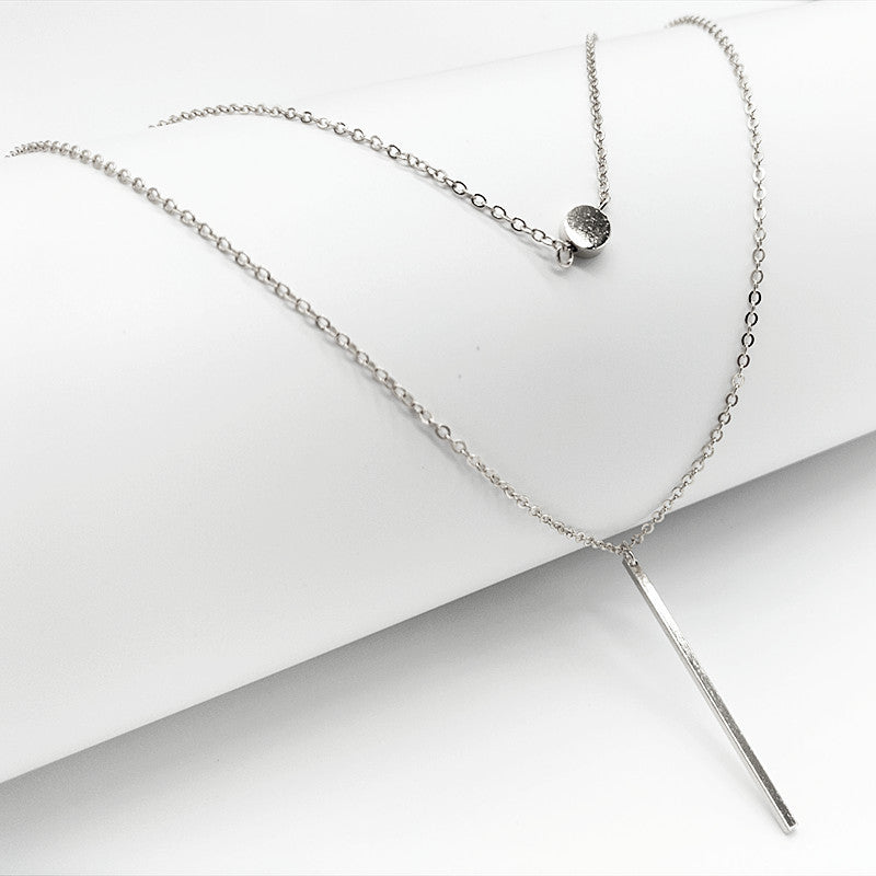 Multi Layered Disc Square Pendant Necklace