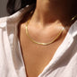 14K Gold Plated Herringbone Choker Necklace - Dainty Thin Snake Chain Layered Jewelry for Women