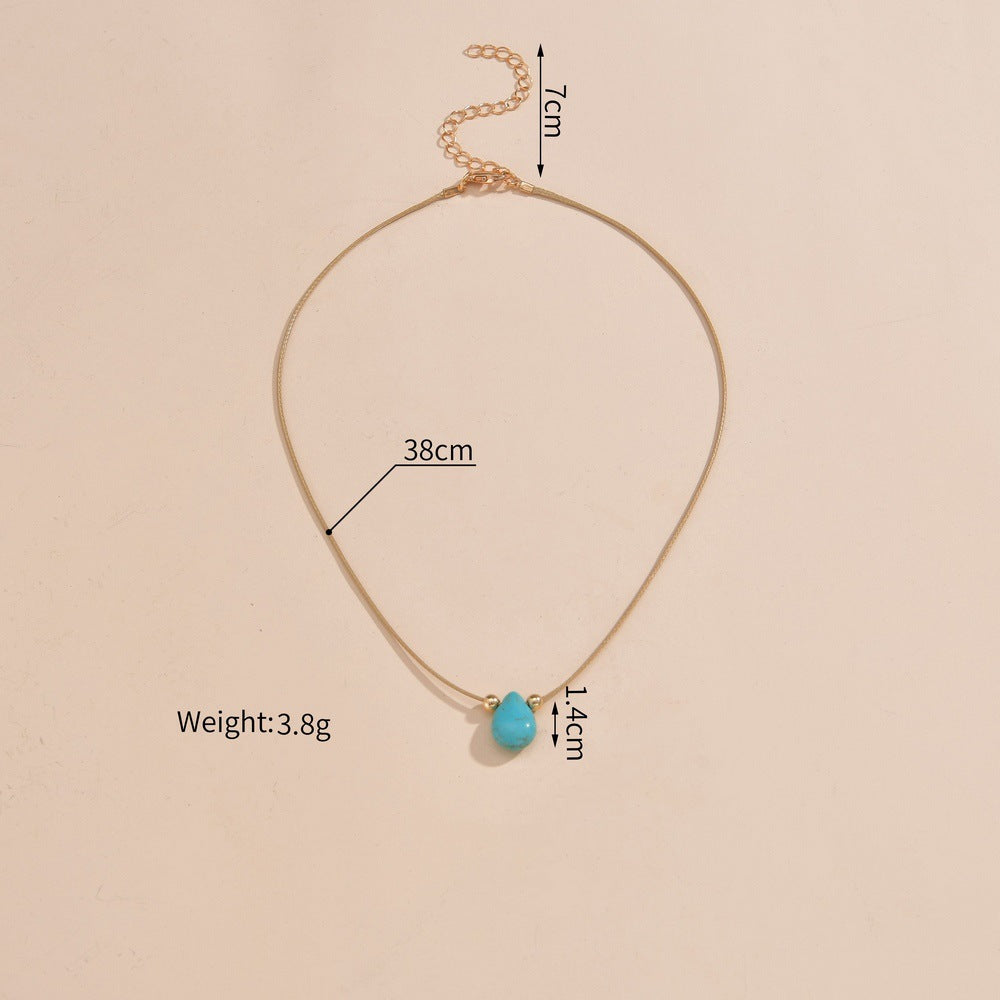 Natural Stone Turquoise Pendant Necklace