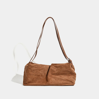 Vintage matte hobo bag, large capacity pillow bag, commuter versatile shoulder crossbody bag