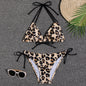 Multi-color printed neck strap halter sexy split bikini swimsuit