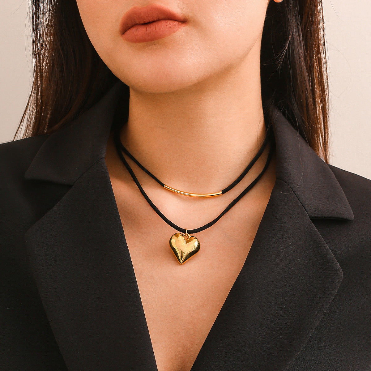 Double Layer Heart Pendant Necklace