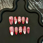 Gradual change Carved Almond Handmade Removable Press on NailsHandmadePress on Nails