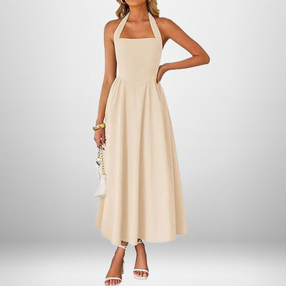 Summer women's fashion temperament wide suspender neck halter dress