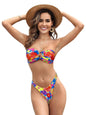 Tube Top Pumping Pleated Bikini Female Sexy Halter High Waist Thickened Split Swimsuit