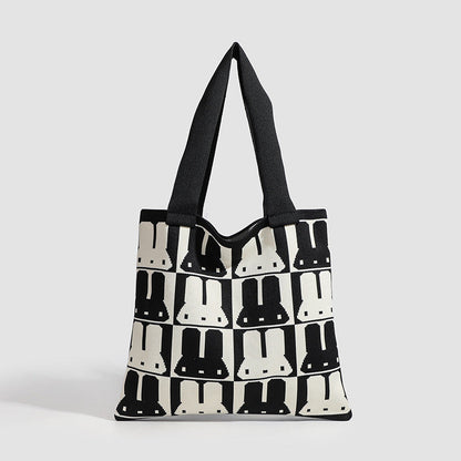 Rabbit tote bag women, autumn and winter simple fashion handbag, versatile commuter shoulder underarm bag