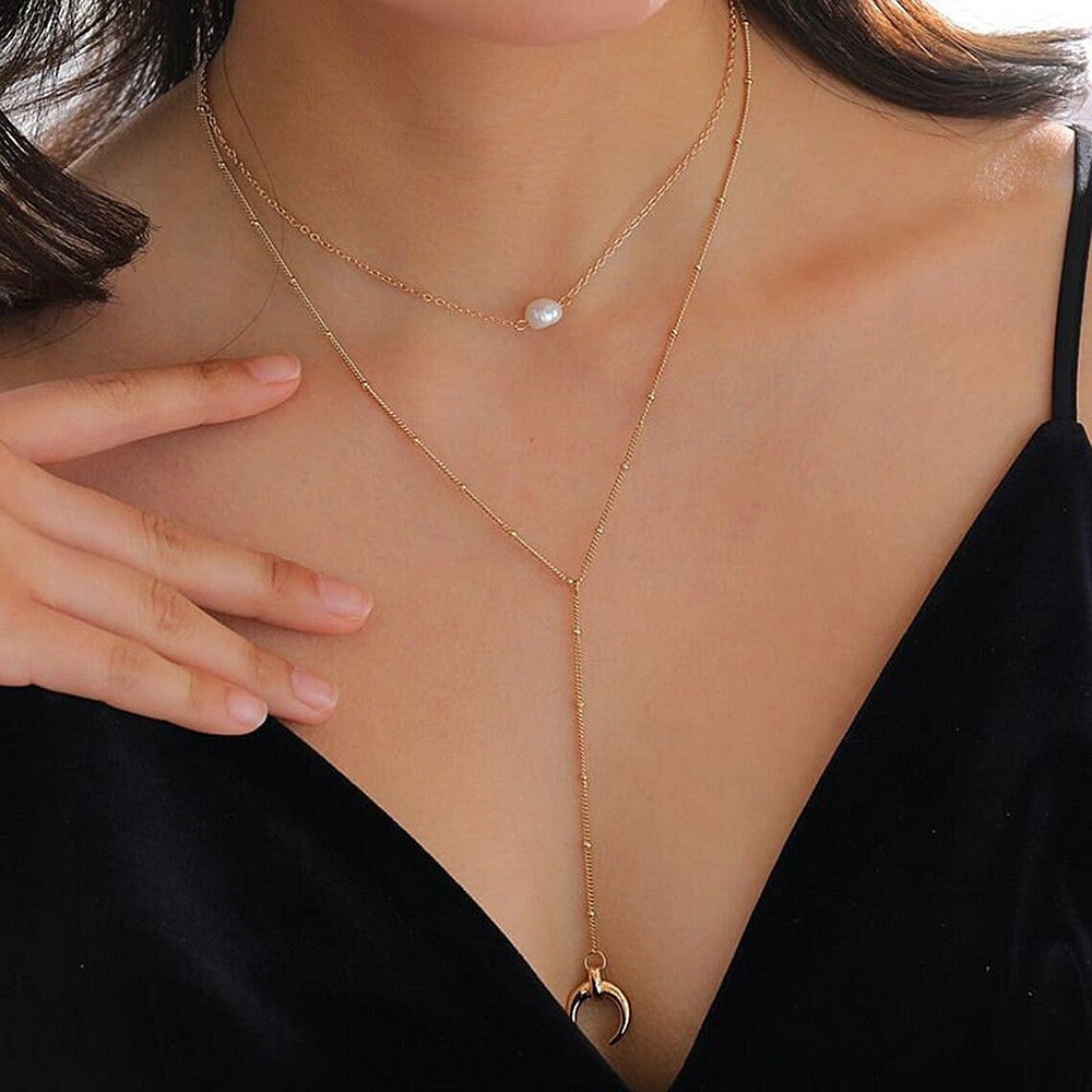 Imitation Pearl Tassels Necklace