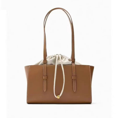 Elegant Women's Tote Purse – Fashionable Versatile Large Capacity Drawstring Bundle, Portable Shoulder Bag with Small Hobo Style hobo