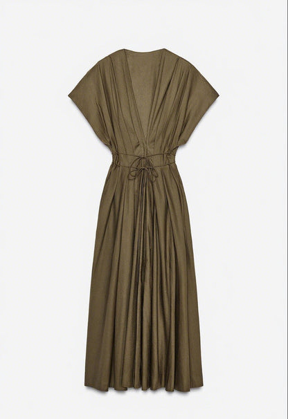 Summer women's solid color waist dress temperament commuter slim dress